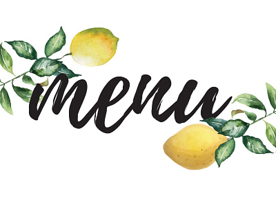 restaurant menu header design lettering watercolor