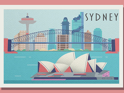 Sydney Postcard city ilustration postcard