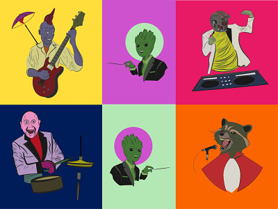 Guardians when Gamora is out. animation design icon illustration illustrator minimal vector