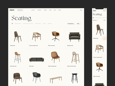 Muuto — Seating category branding category concept decoration furniture grid interior minimalist redesign seating webgl