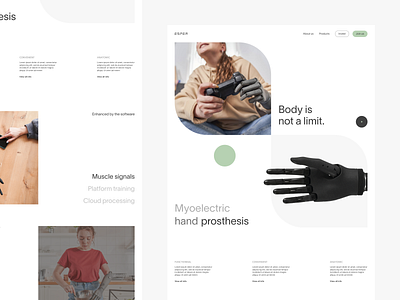 Esper bionics — Home page arm branding concept grid home minimalist prosthesis redesign robot robotic
