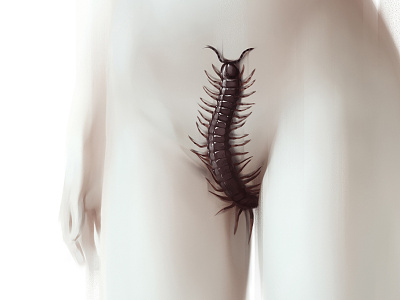 Arachnophobia III arachnophobia beauty centipede digital erotic girl horror illustration model nude painting sexy