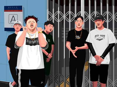 A rap group from China 插图 插画