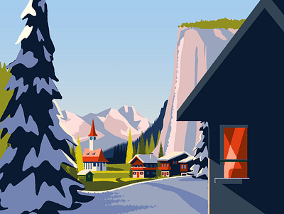 Over the Alps Environment Art - Lauterbrunnen apple arcade design environment game art game design games graphic design illustration vector