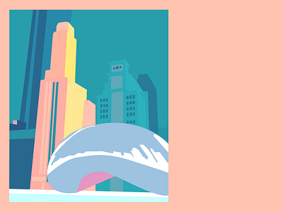 Chicago Cloud Gate Postcard art chicago cloud gate illustration illustrator postcard