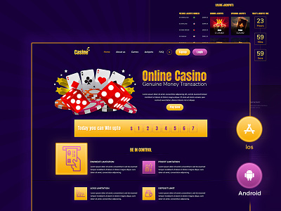 Casine Casino & Gambling Website betting casino dark gambler gambling gamer gaming glossy jackpots poker responsive roulette slick slots tournament