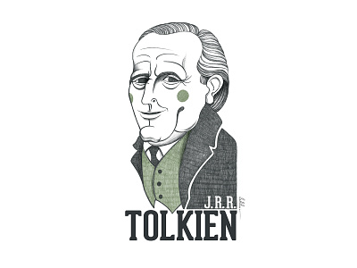 J. R. R. Tolkien Portrait illustration art artwork caricature character digital pencil illustration portrait portrait art portrait illustration portraits tolkien writer