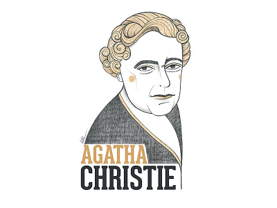 Agatha Christie Portrait Illustration agatha christie books caricature character faces illustration people portrait portrait art portrait illustration press woman writer
