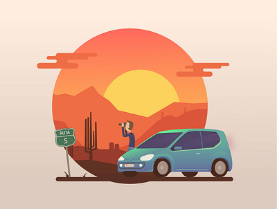 Traveling car design designs flat illustration illustrator vector