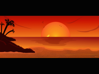 Just Be... 2d animation dolphins environment flatdesign gif illustration landscape sunset vector vectorart