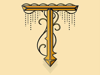 Ornamental T 2d alphabet flatdesign font illustration letter lettering logo ornamental type typography vector vectorart