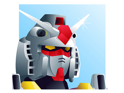 Guuuuuundamn! Rx 78-2 adobe character design flat gradients gundam illustration illustrator simple tracing vector vintage