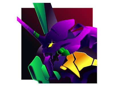 Eva - 01 adobe character design evangelion flat gradients illustration illustrator purple simple tracing vector