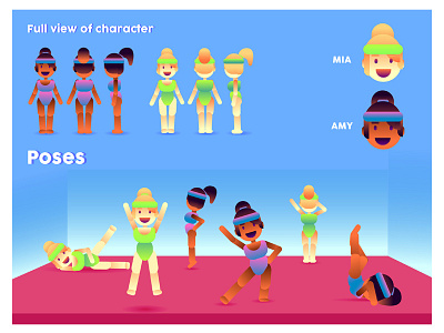 Aerobic adobe cartoon character design flat gradients illustration illustrator simple vector