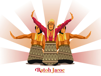 Ratoh Jaroe character dance design flat gradients illustration illustrator simple vector