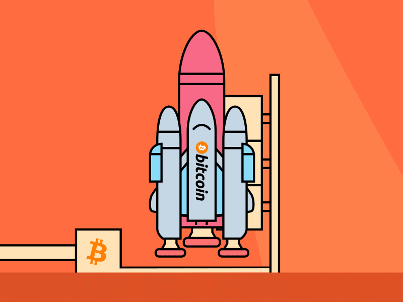 Bitcoin To The Moon 2d animation after effects animation bitcoin motion design rocket launch