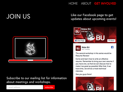 MakeBU "Get Involved" Page boston university website concept