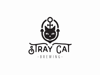 Stray Cat logo beer black branding brewery brewing cat clean flat logo stray