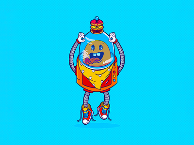 Glutton Robot character colorful donuts eat food gluttony illustration mascot robot