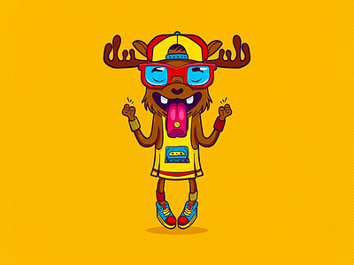 Excited Stag character colorful cool deer excited extasy happy illustration mascot stag