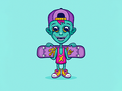 Zombie Skater Boy boy character colorful cool illustration mascot skateboard skater street urban zombie