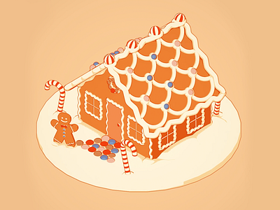 Gingerbread House 3d c4d candy cel animation christmas cinema4d food sketch and toon