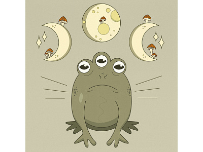 Frog frog illustration mushroom