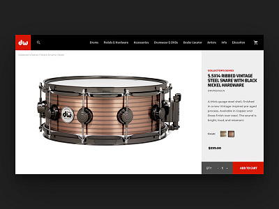 DW Product Page // Practice Shot 004 dailyui design drums minimal music product page simple typography ui web