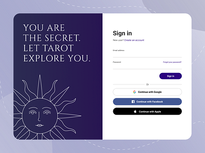 Sign up clairvoyant crystal gazer dailyui design forecaster of the future future login oracle prophet psychic seer signin tarot tarot card tarot deck ui ux witchy witchy fortune teller