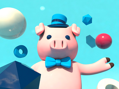 Pig character 3d