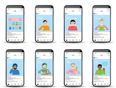 Kindness Calendar for United Nations Covid-19 Response art direction graphic design illustraion service design social media design ui design