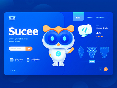 Product Mascot Design animal blue illustration owl ui ux web