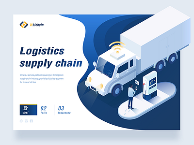 supply chain Web design 2.5d blue design interesting logistics refuel supply chain ux web