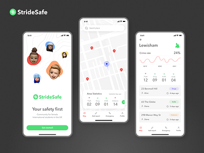 StrideSafe Design mobile design product design safety ui