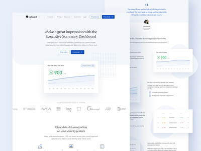 Feature page concept for UpGuard blue brand identity clean ui cyber security cybersecurity feature page features figna light minimal minimalism minimalismus open sans recoleta saas saas landing page sales software website webdesign webflow