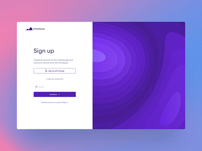 himalayas.app — sign up flow 🏔 brand identity clean clean ui colourful email gradient job board jobs login login form login page login screen minimal minimalism onboarding pagination sign up signup page simple webflow
