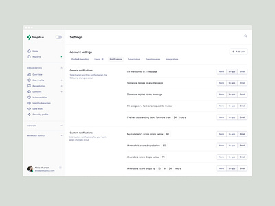 Sisyphus™ — dashboard notification settings admin dark mode dark mode dashboard dashboard dashboard design dashboard ui data inter minimal product design responsive saas settings settings ui system admin tabs tailwind ui design web app