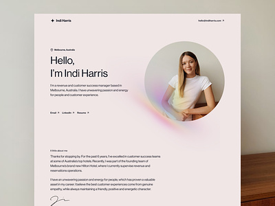 Indi Harris – one-page personal site