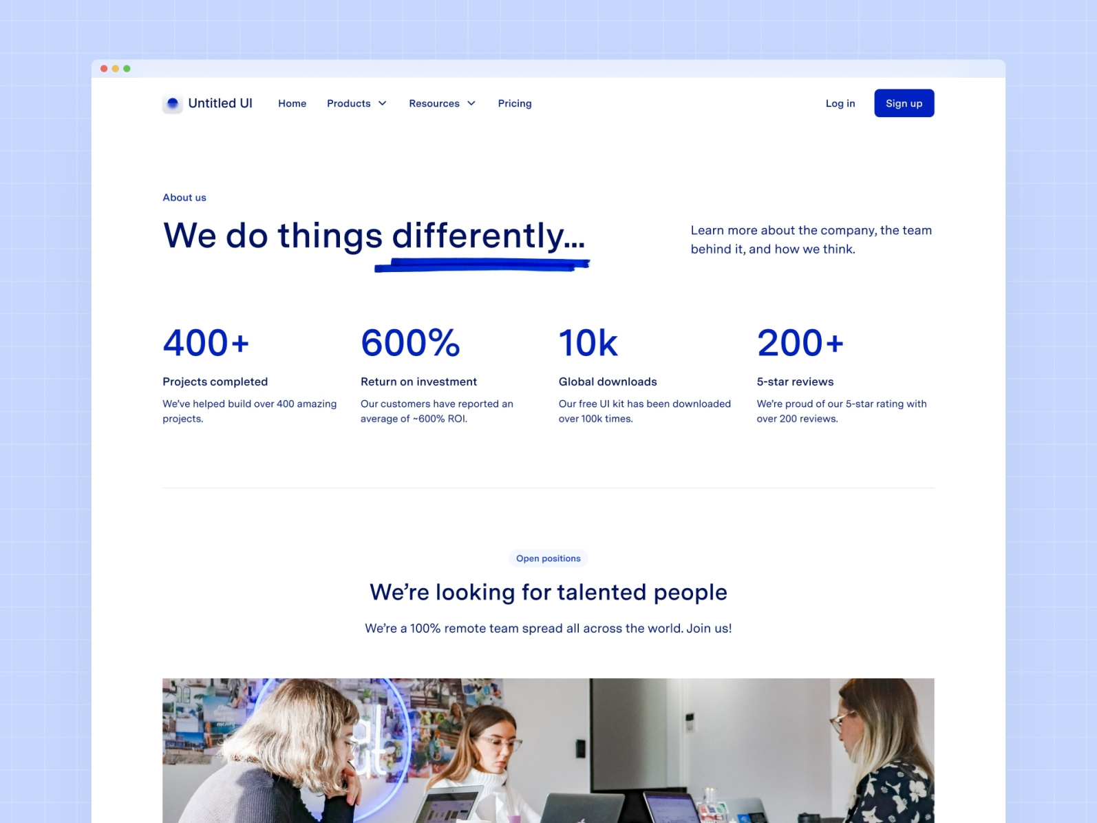 About us page — Untitled UI by Jordan Hughes® on Dribbble