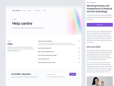 FAQ page — Untitled UI brand identity clean ui design system faq figma frequently asked questions gradient help help page light minimal minimalism simple ui kit webflow