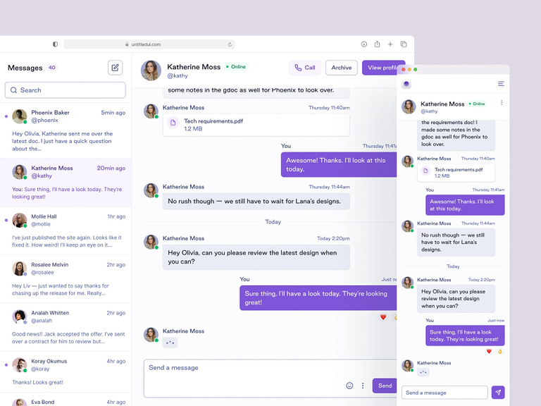 In-app messaging — Untitled UI by Jordan Hughes® on Dribbble