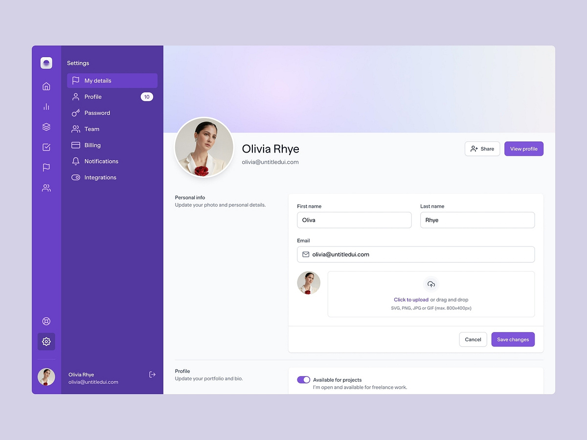 Dashboard user settings — Untitled UI by Jordan Hughes® on Dribbble