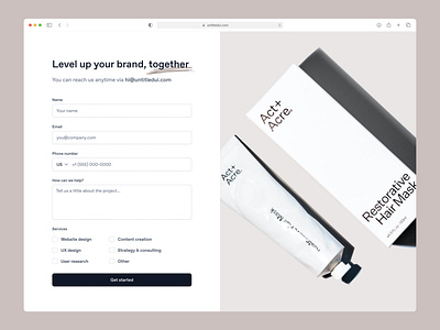 Contact form — Untitled UI agency website booking contact daily ui design system figma form minimal minimalism pastel simple split ui kit warm web design webflow