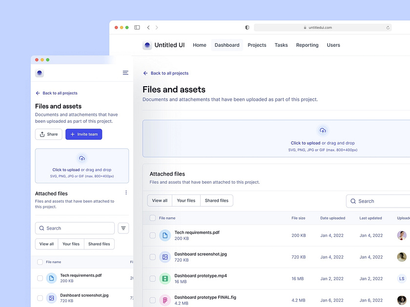 Dashboard file upload — Untitled UI by Jordan Hughes on Dribbble