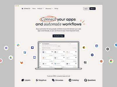 Automation software landing page — Untitled UI