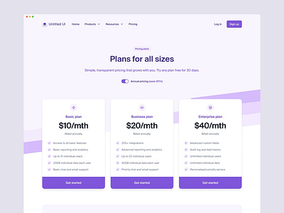 Pricing page — Untitled UI clean ui design system figma minimal minimalism plans pricing pricing page simple stripe ui kit web design webflow