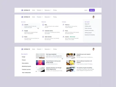 Header navigations — Untitled UI clean ui design system dropdown nav figma header nav mega nav meganav menu nav navigation ui kit web design webflow website nav