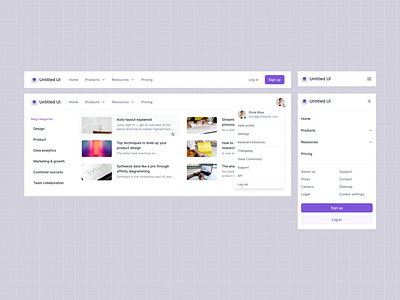 Header navigations — Untitled UI by Jordan Hughes® on Dribbble