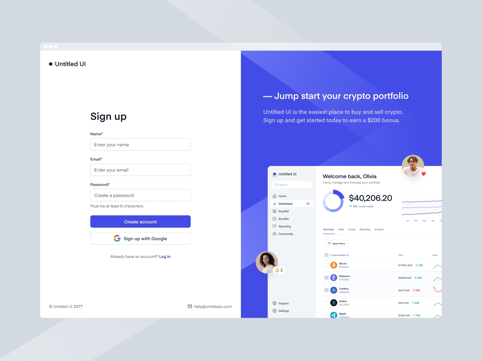 Sign up page for crypto exchange — Untitled UI by Jordan Hughes® on ...