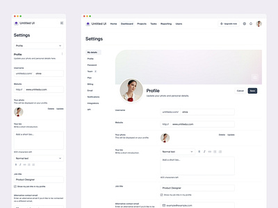 My details settings page — Untitled UI by Jordan Hughes® on Dribbble
